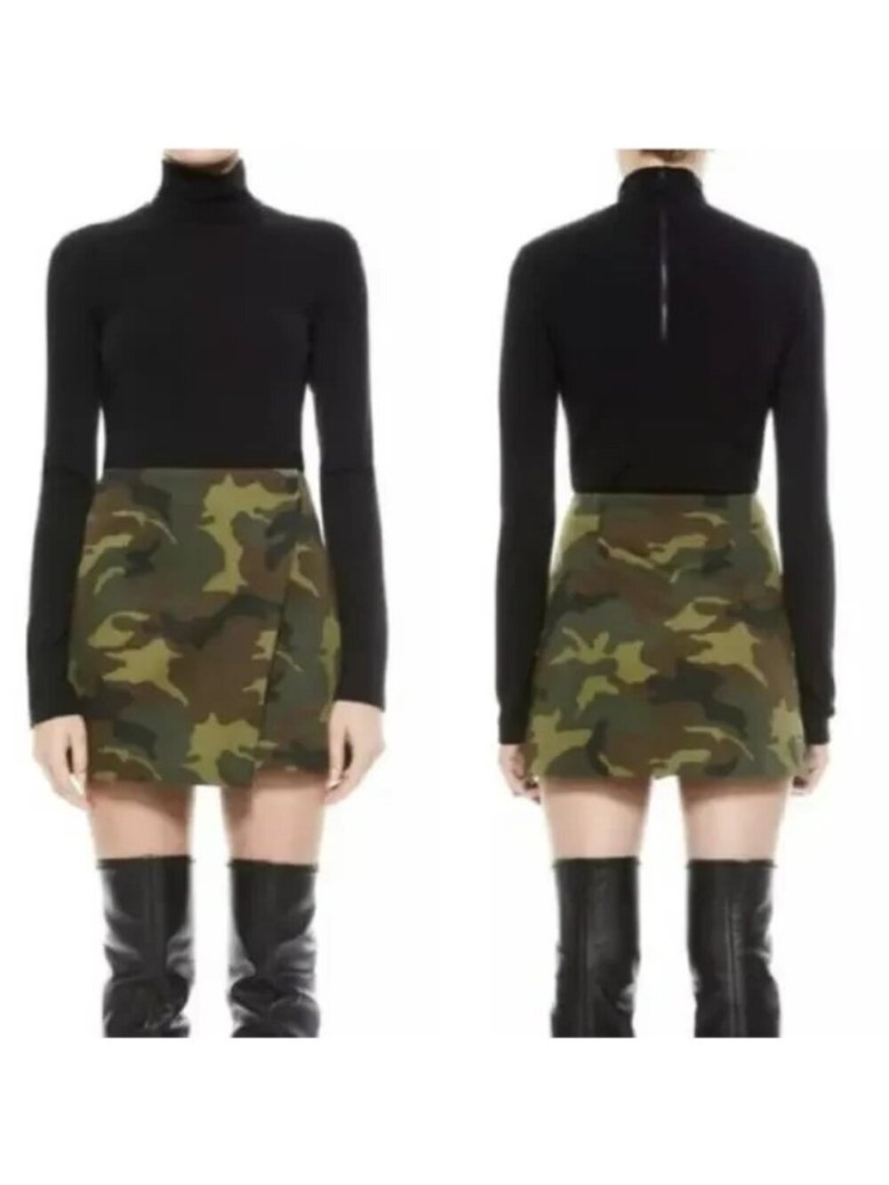 Alice + Olivia Renna Camo Wrap Front Mini Skirt